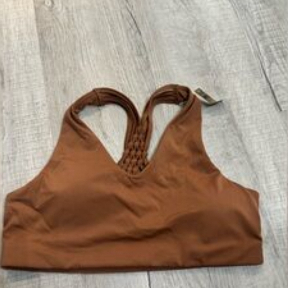 aerie Brown Macramé Back Sports Bra